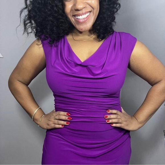 Ralph Lauren purple bodycon jersey knit dress business casual everyday normcore - Picture 8 of 11